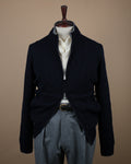 Navy Wool/Cashmere Cable-Knit Zip Cardigan