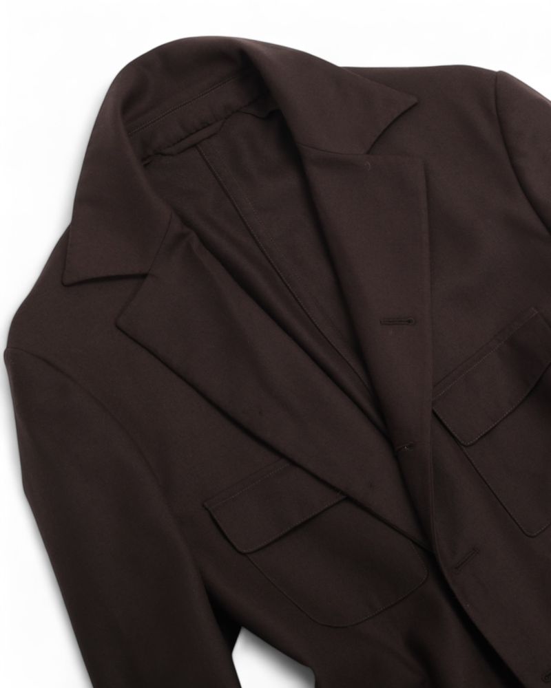 Dark Brown Unlined Worsted Twill Overshirt