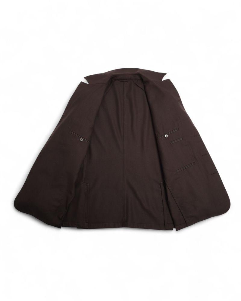 Dark Brown Unlined Worsted Twill Overshirt