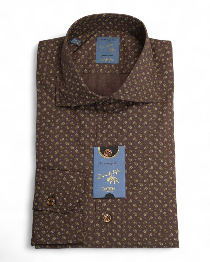 Brown Paisley Poplin Shirt