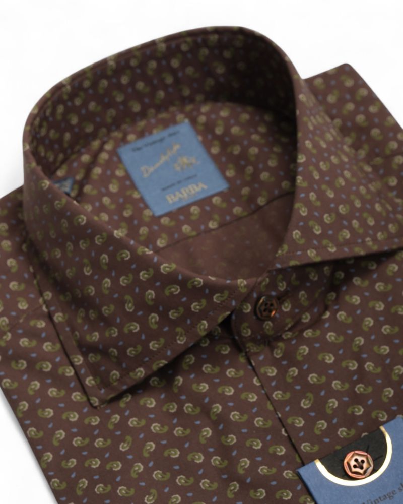 Brown Paisley Poplin Shirt
