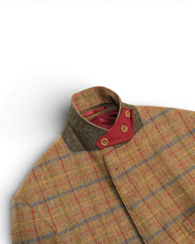 Muted Mustard/Blue/Red Plaid Check Tweed Sports Jacket