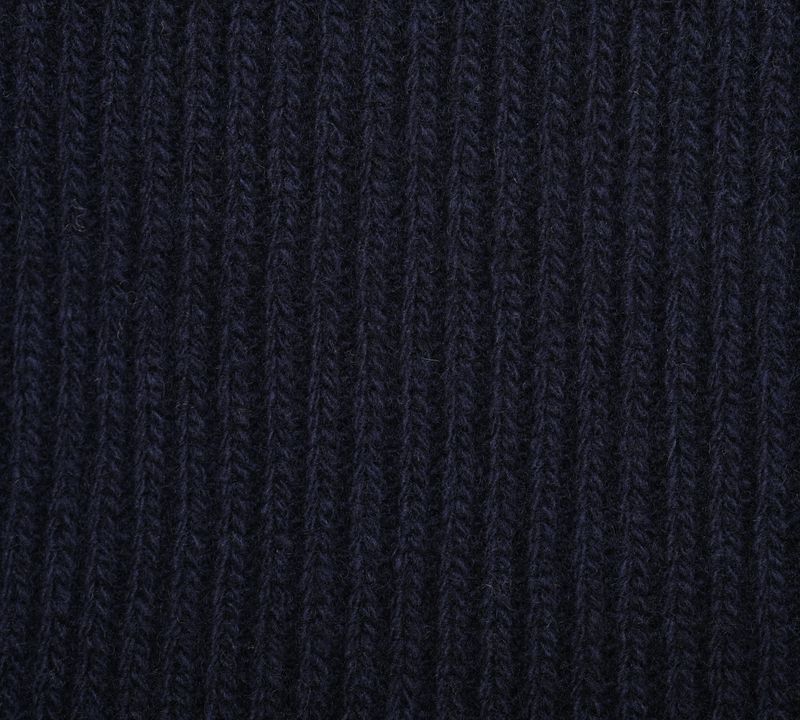 Navy Merino & Cashmere Ribbed Beanie