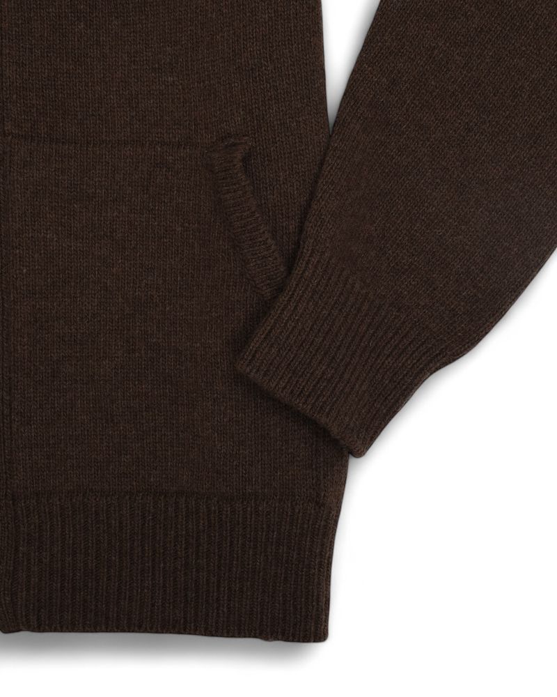 Dark Chocolate Merino & Cashmere Hooded Raglan Sweater