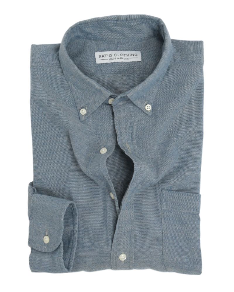 Faded Blue Cotton/Linen BD. Shirt