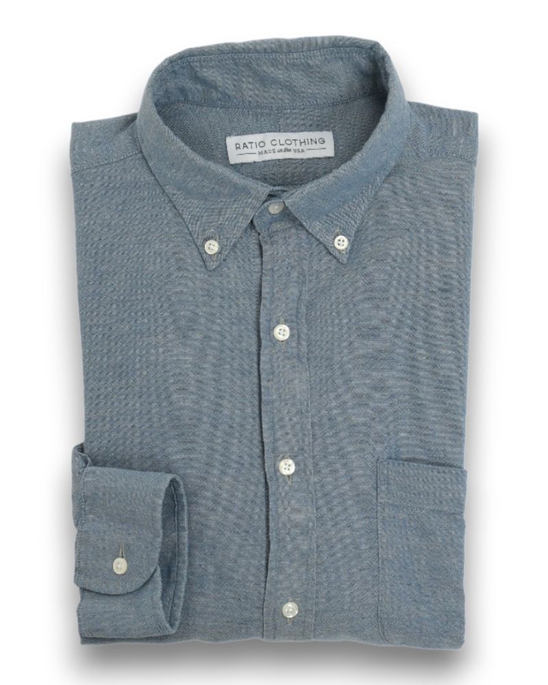 Faded Blue Cotton/Linen BD. Shirt