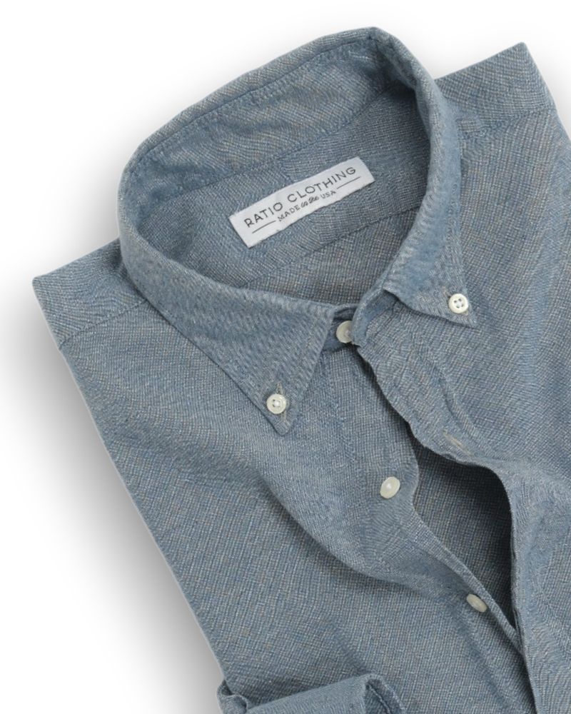 Faded Blue Cotton/Linen BD. Shirt