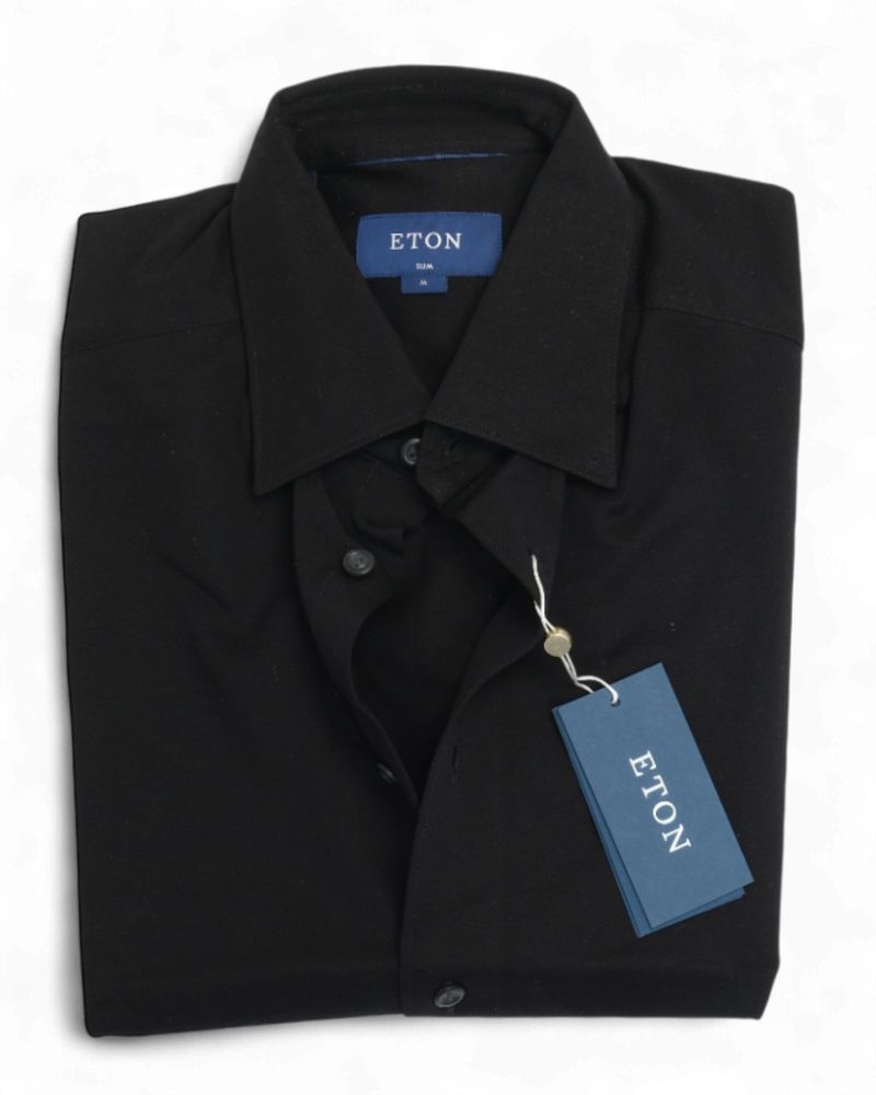 Black Pique Button-Under Shirt