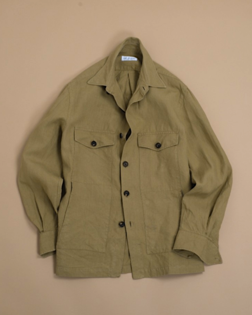 Olive Irish Linen Overshirt by Luca Avitabile for Permanent Style