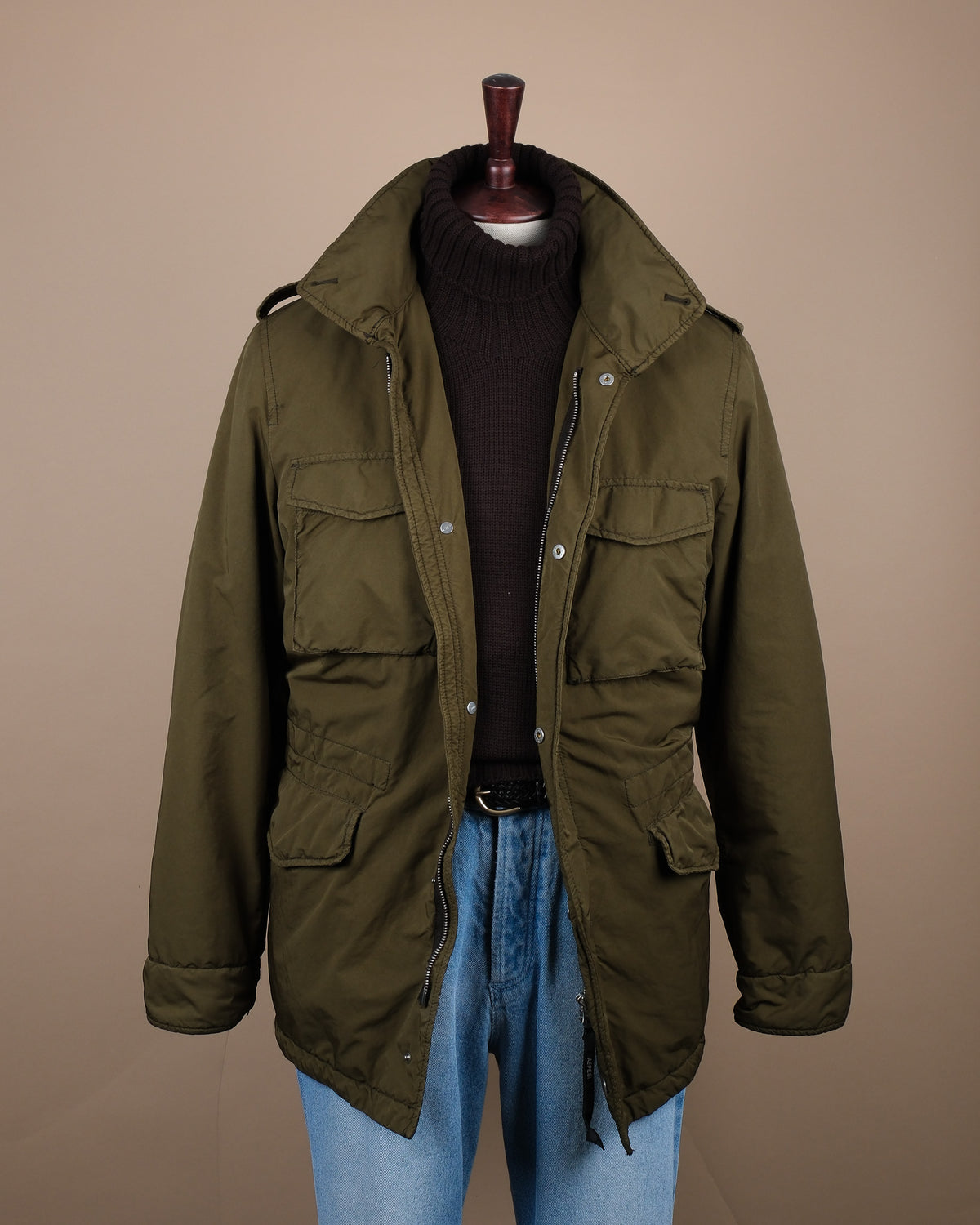 Olive Nylon Padded Field Jacket
