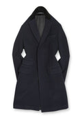 Navy Wool & Cashmere Covert Coat by Oscar Jacobson