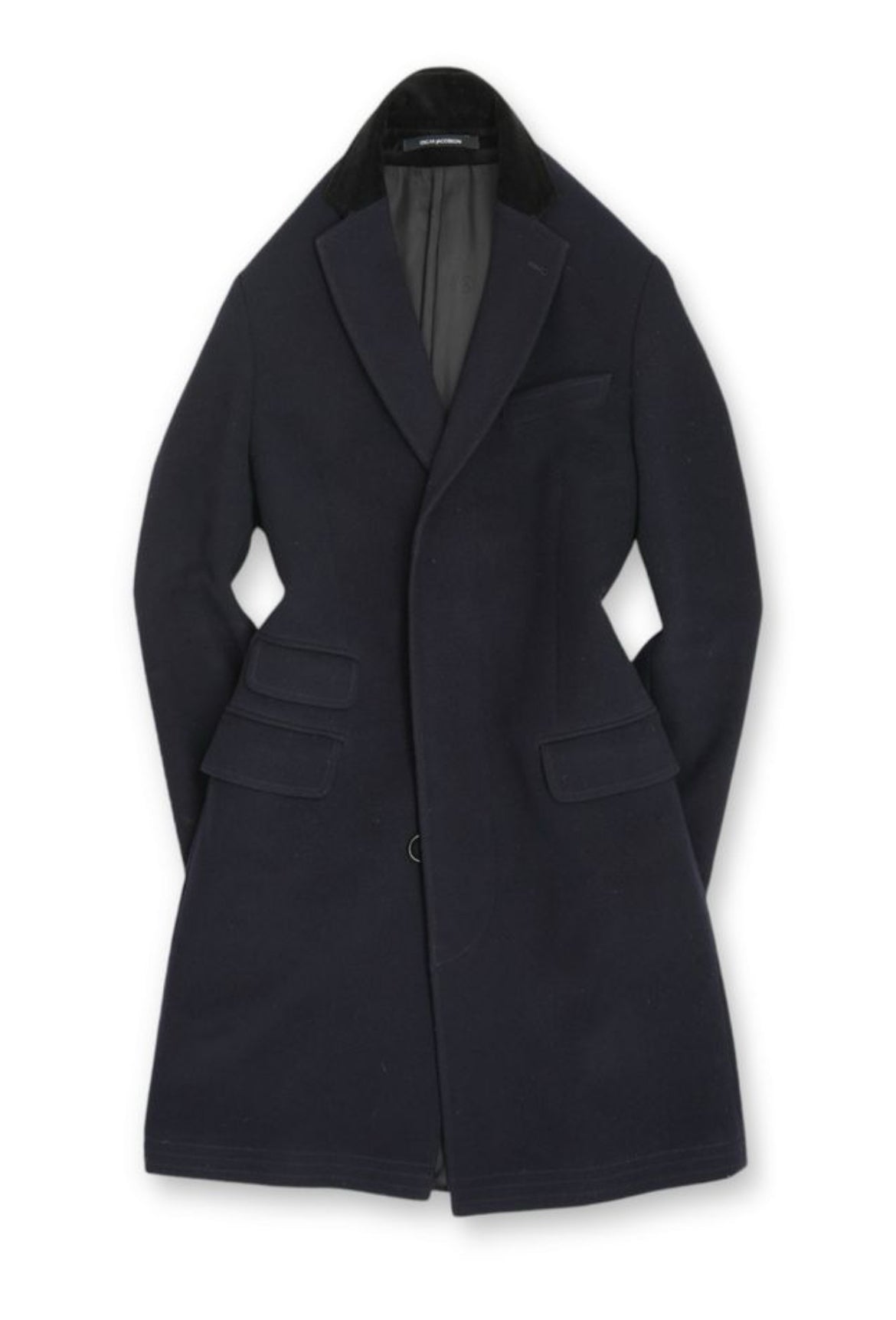 Navy Wool & Cashmere Covert Coat by Oscar Jacobson