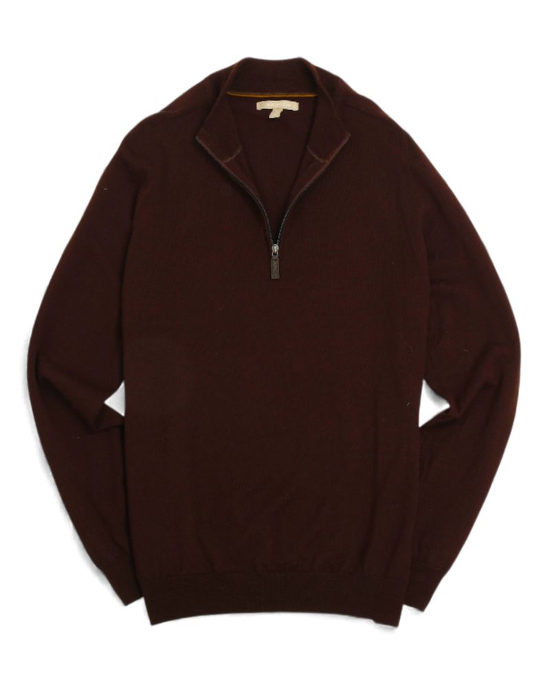 Dark Brown Merino Half Zip
