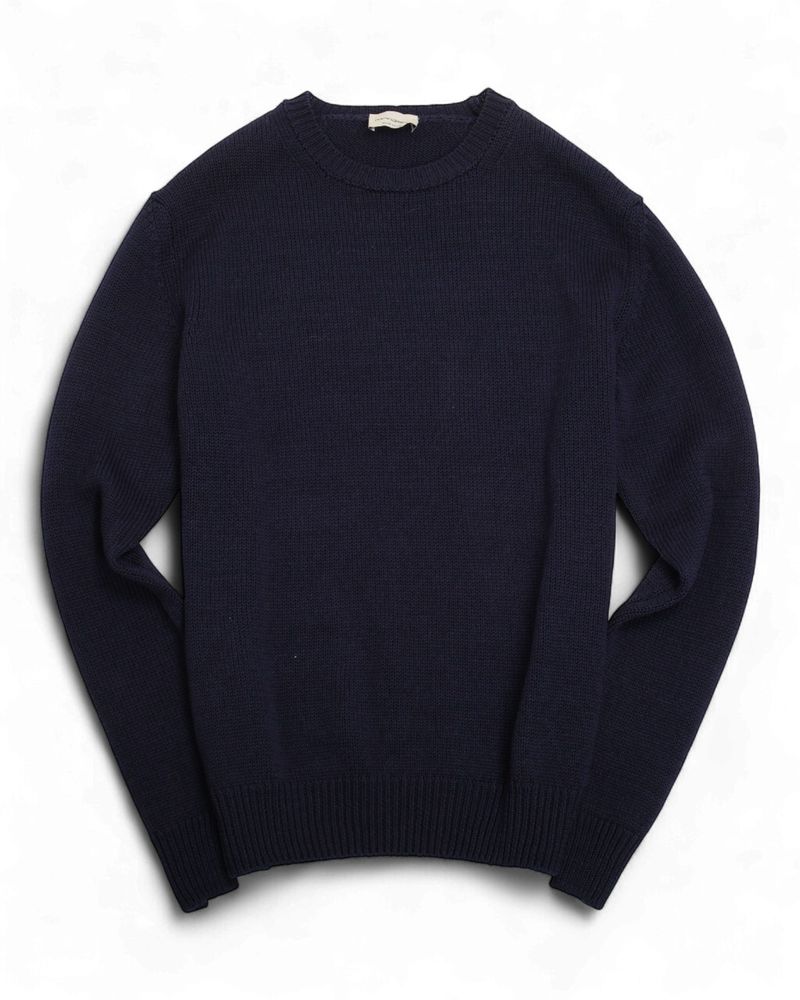 Navy Cotton Knit Crewneck