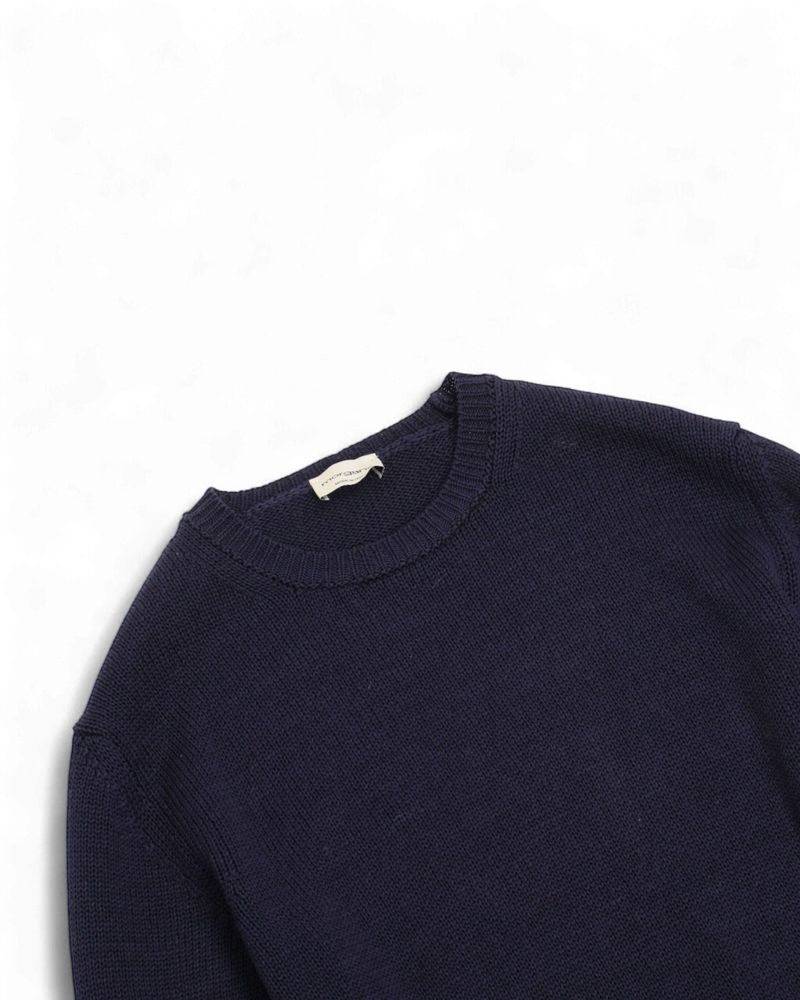 Navy Cotton Knit Crewneck