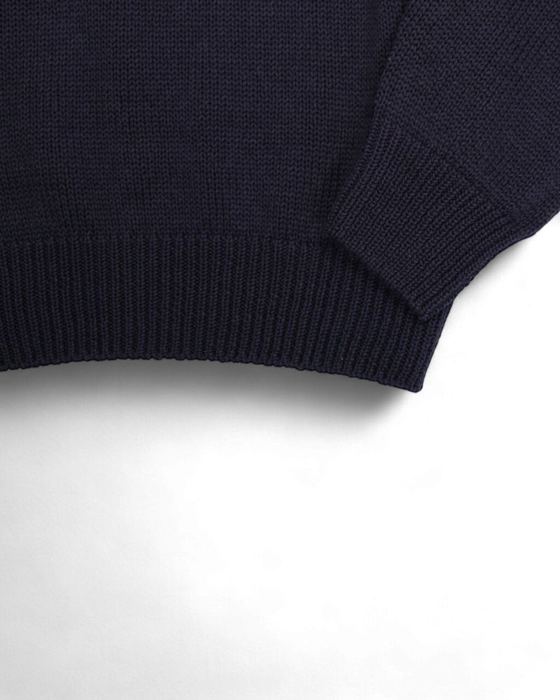 Navy Cotton Knit Crewneck
