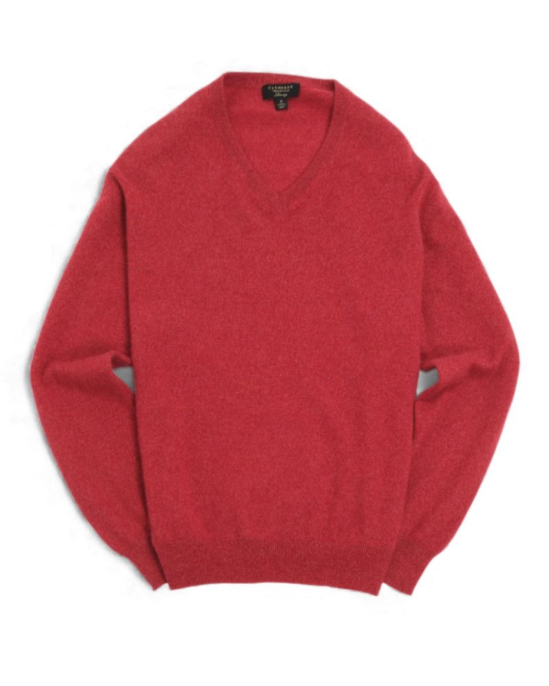 Pale Red V-Neck Cashmere Sweater