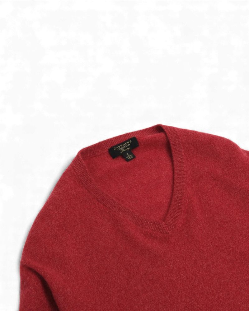 Pale Red V-Neck Cashmere Sweater