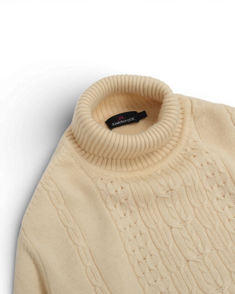 Cream Cable-Knit Rollneck