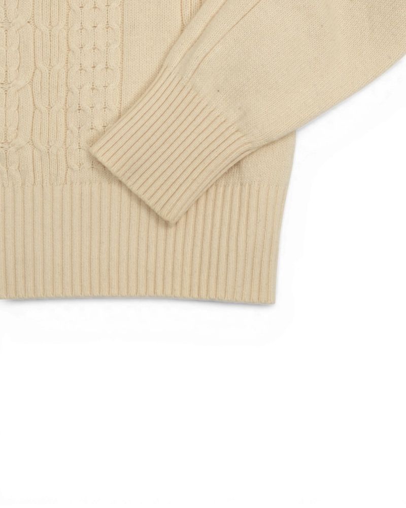 Cream Cable-Knit Rollneck