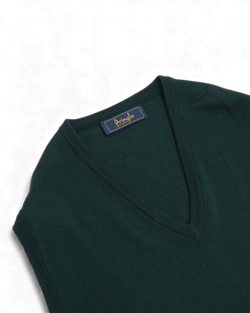 Dark Green Wool Sleeveless Slipover