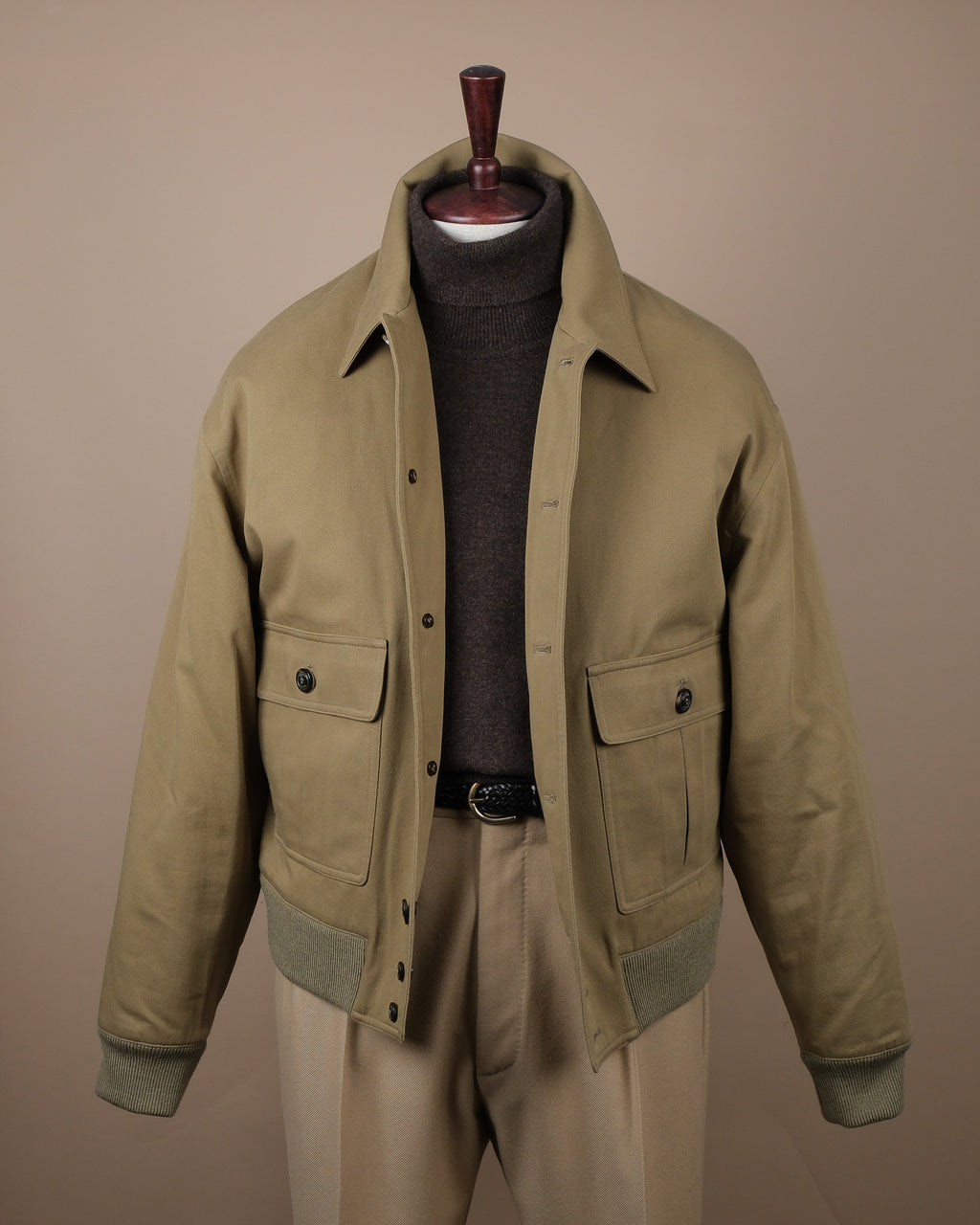 Pale Olive Cotton Twill Flight Jacket
