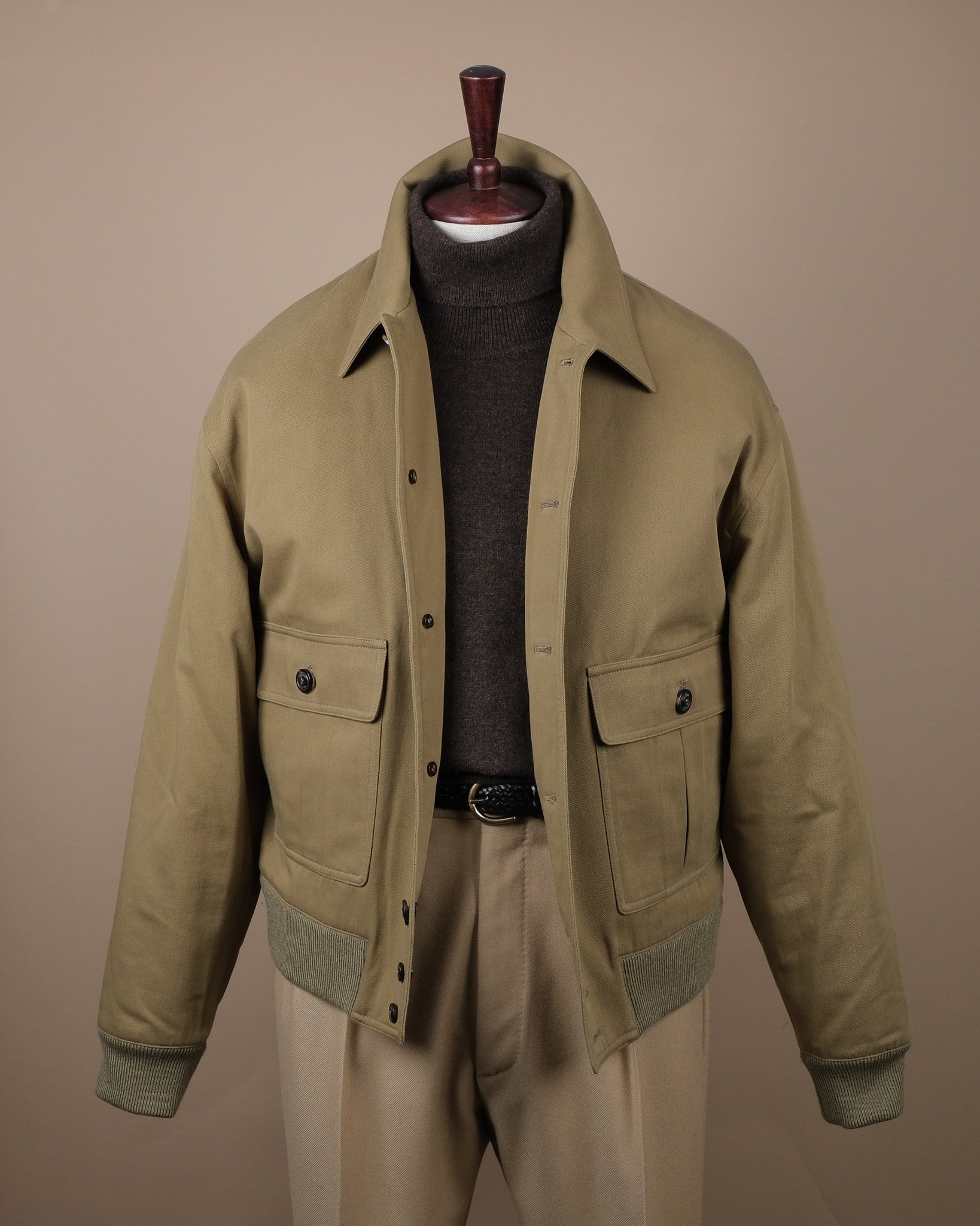 Pale Olive Cotton Twill Flight Jacket
