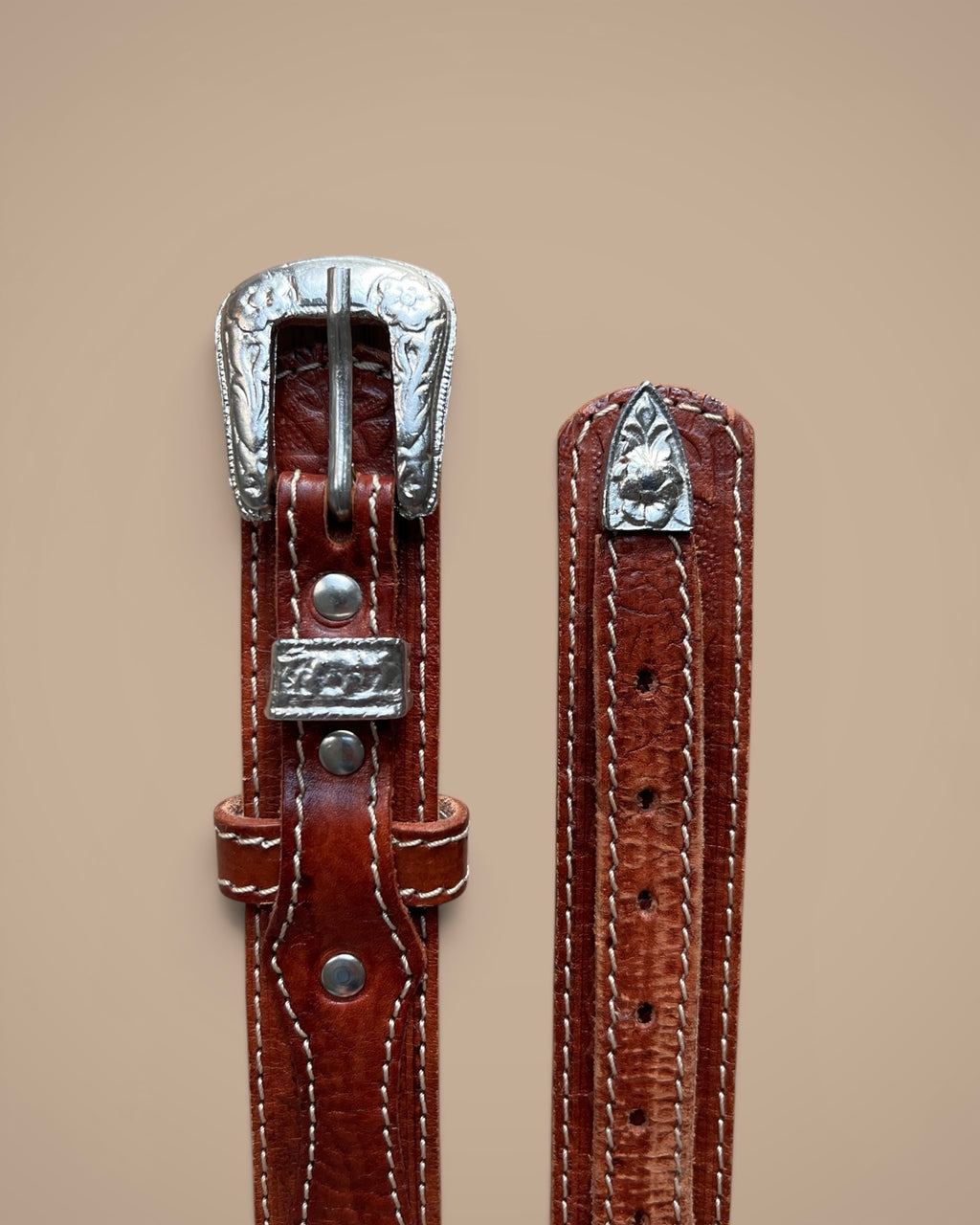 Western Ranger Belt with Three-Piece Buckle Set