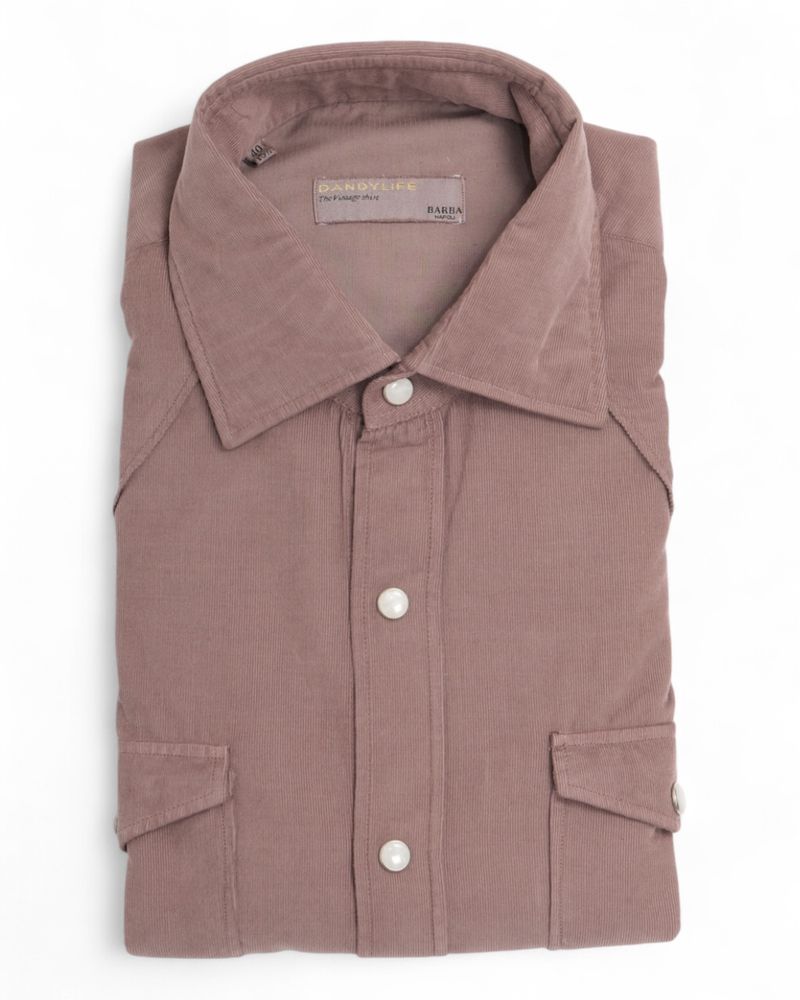 Mauve Tailored Baby Cord Western Shirt