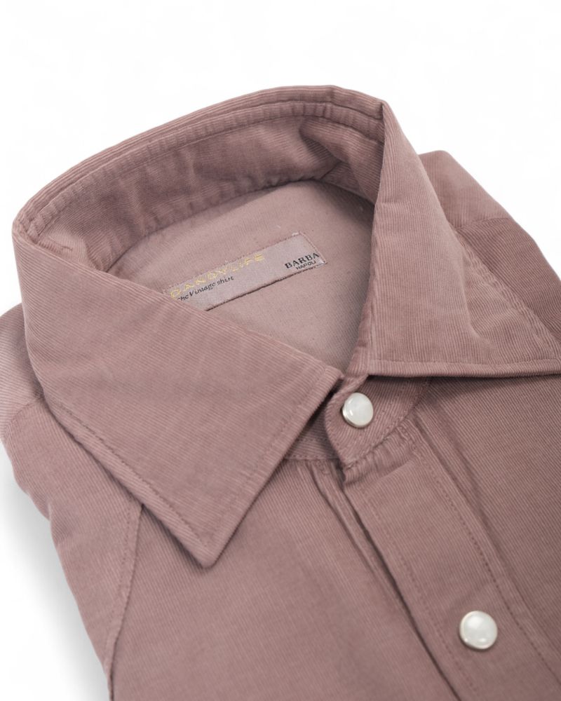 Mauve Tailored Baby Cord Western Shirt