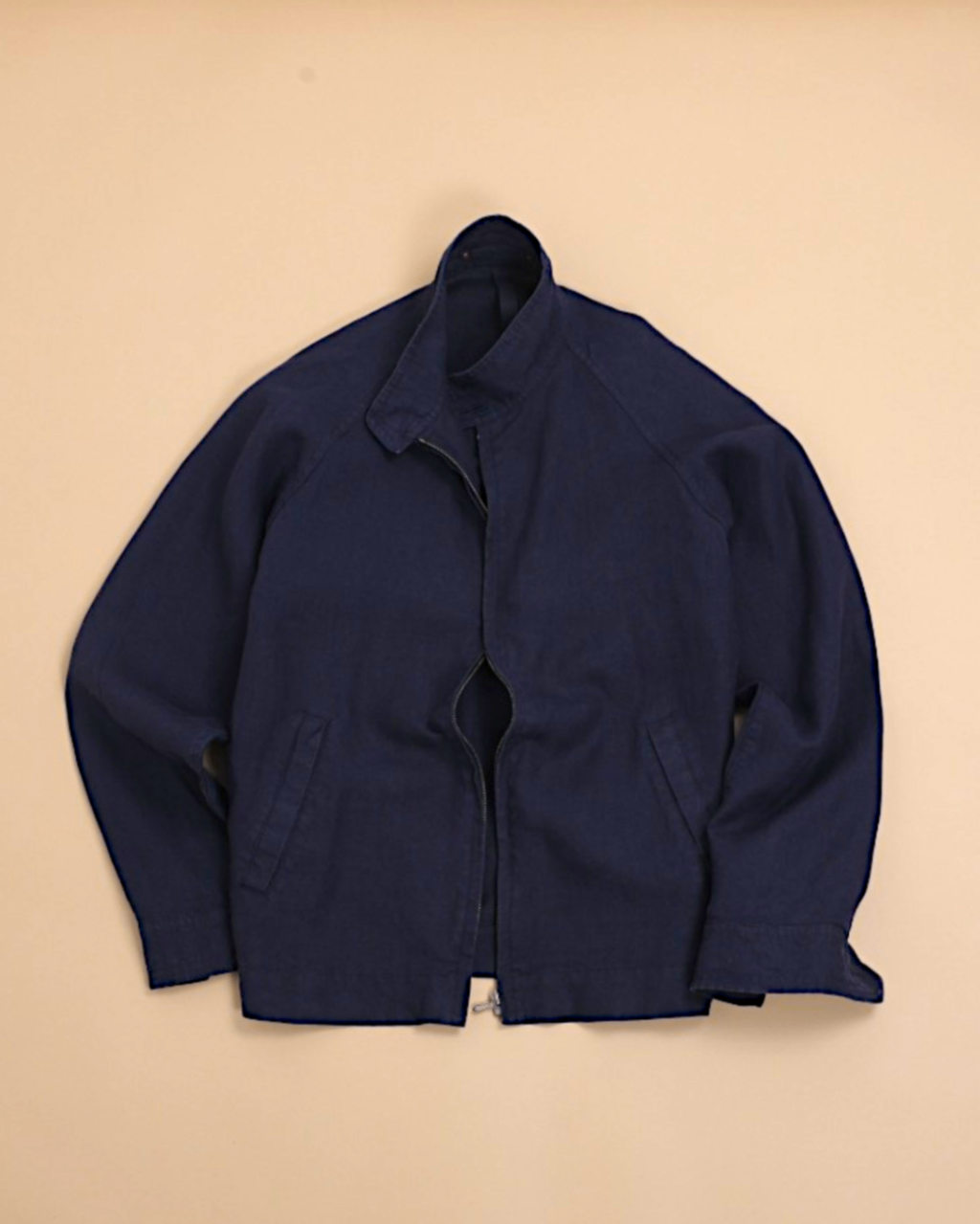 Navy Linen Harrington Jacket