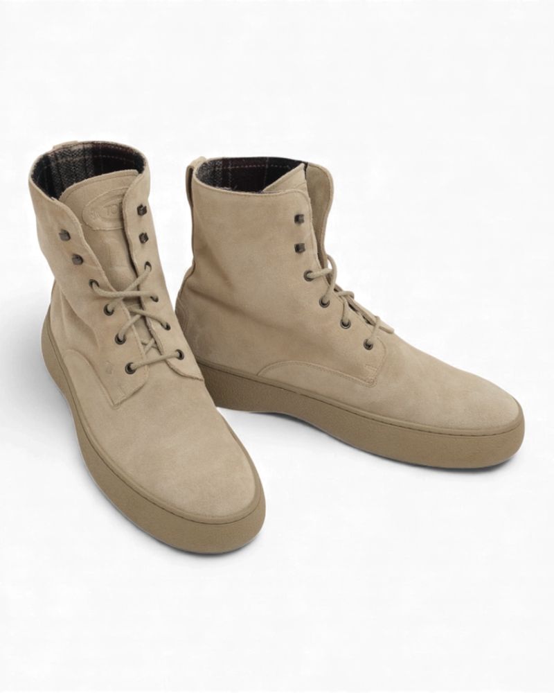 Greige Suede Gommino Scooter Boots