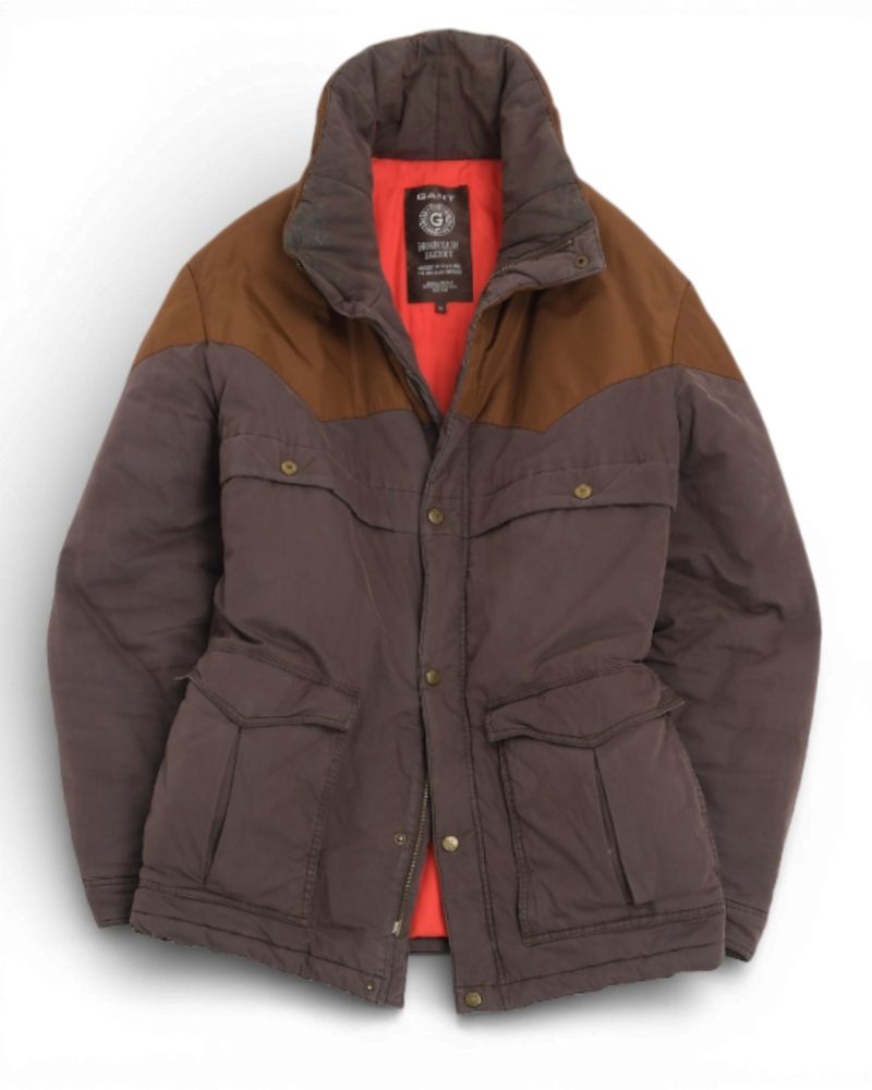 Mauve-Grey & Brown Cotton & Nylon Padded Mountain Jacket