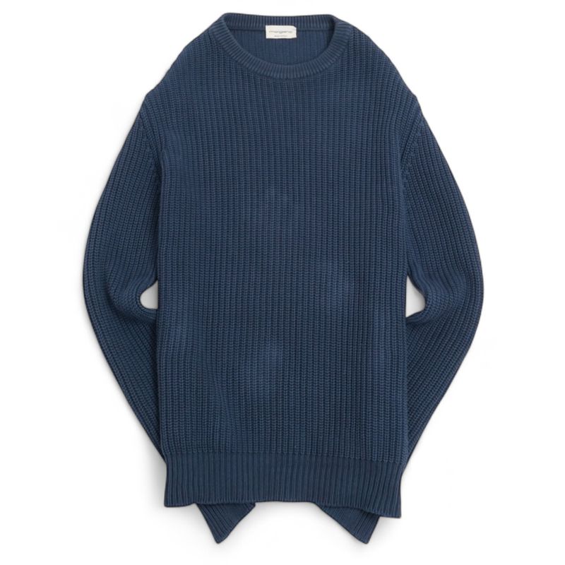 Midnight Blue Ribbed Crew Neck Sweater