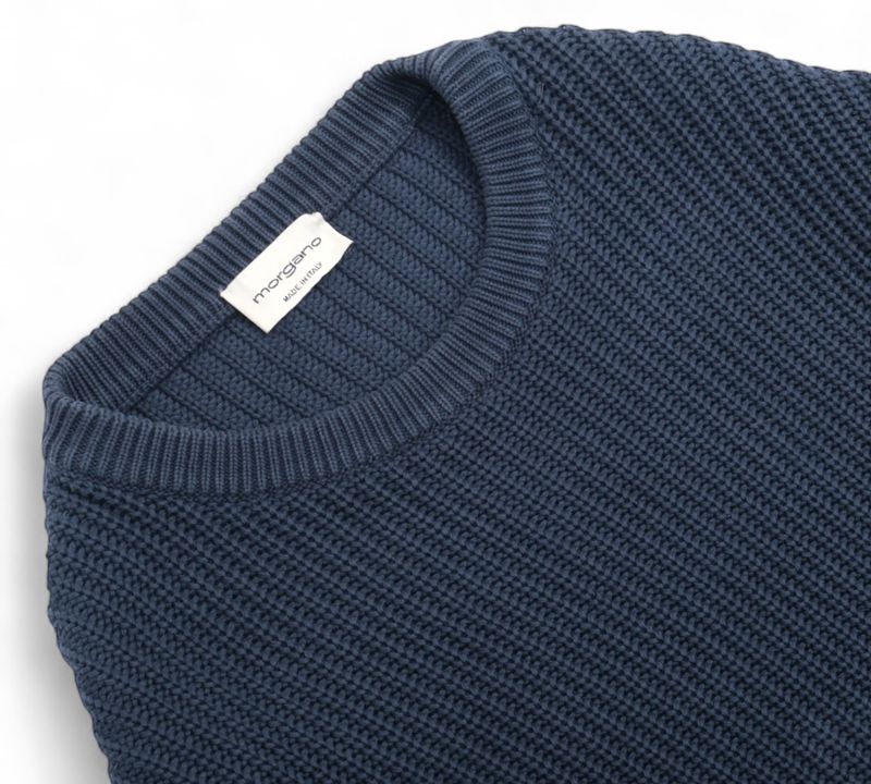 Midnight Blue Ribbed Crew Neck Sweater