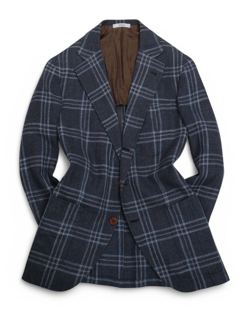 Dark Blue/Blue/Dark Brown Plaid Check Sports Jacket