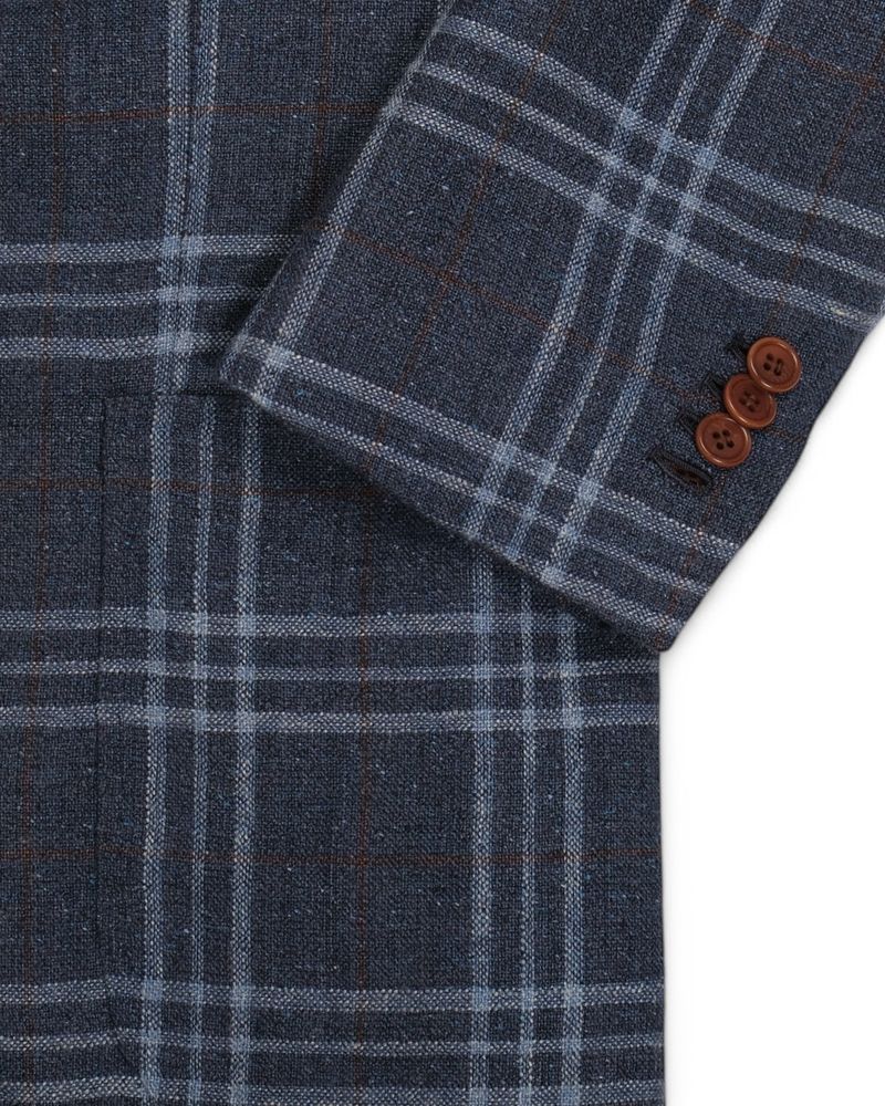 Dark Blue/Blue/Dark Brown Plaid Check Sports Jacket