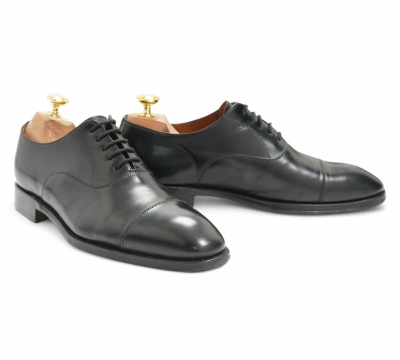 Black Leather Cap Toe Oxfords