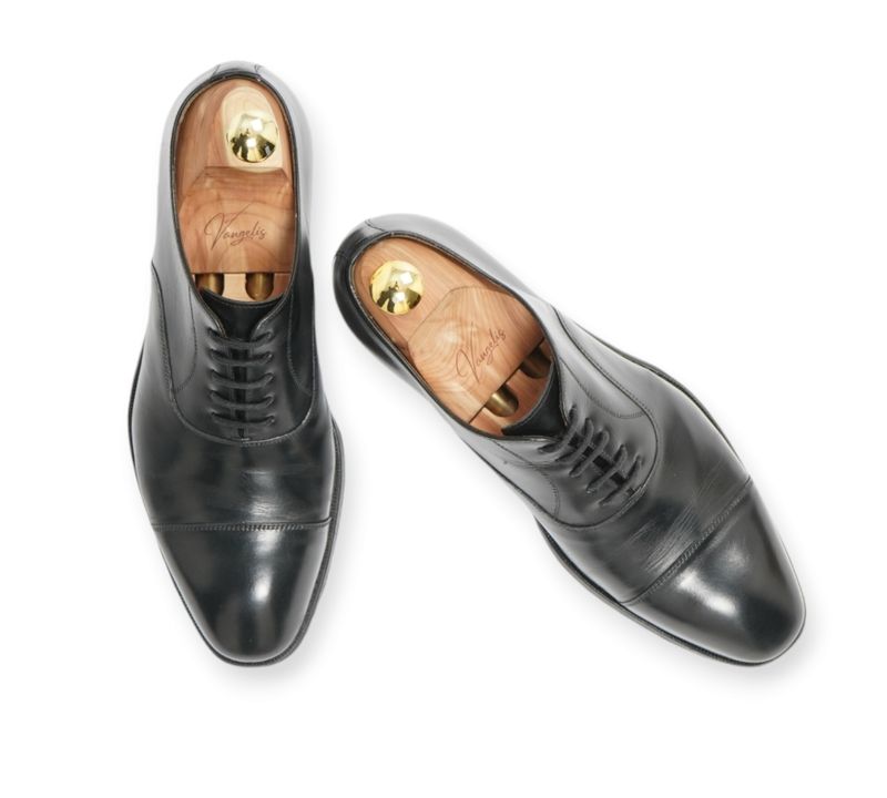 Black Leather Cap Toe Oxfords