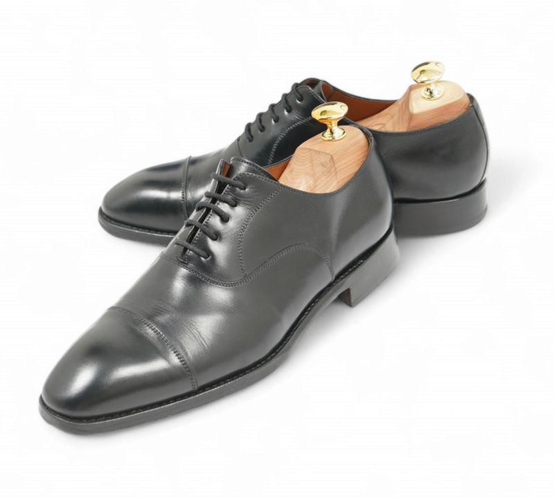 Black Leather Cap Toe Oxfords