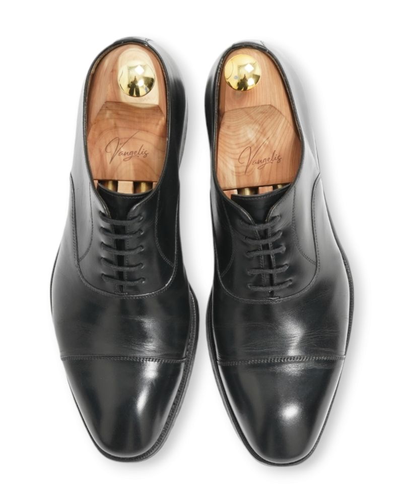 Black Leather Cap Toe Oxfords