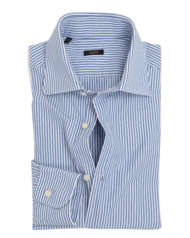 White & Blue Bengal Striped Shirt