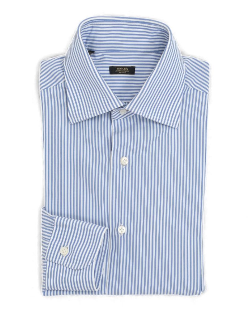 White & Blue Bengal Striped Shirt
