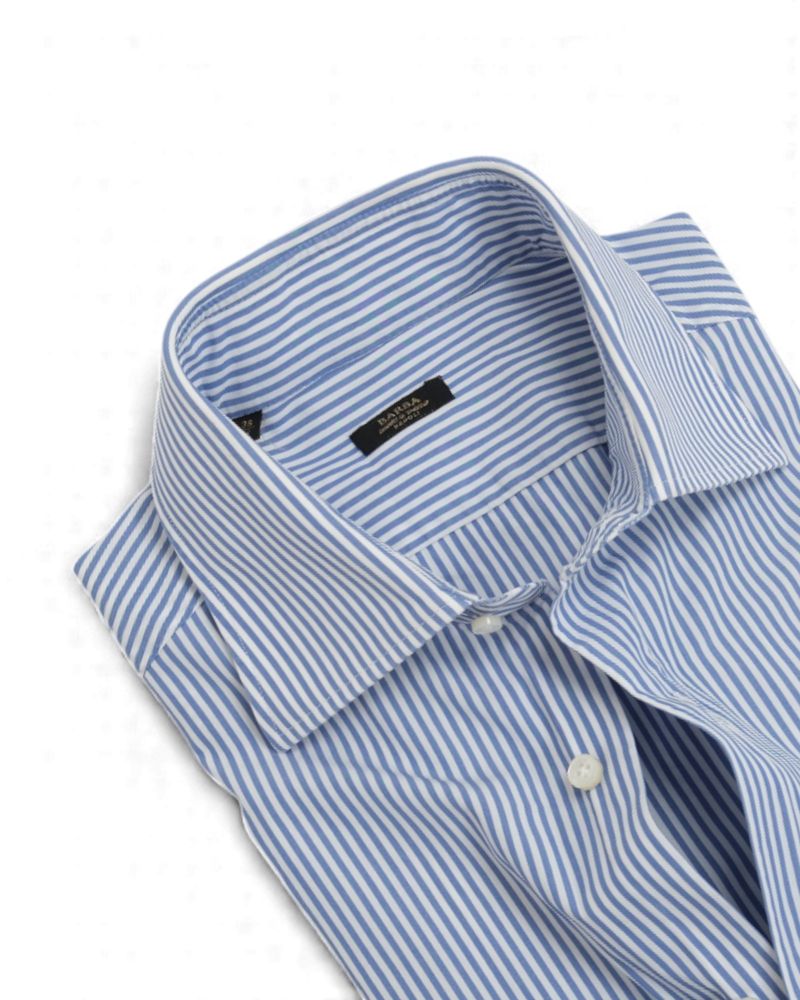 White & Blue Bengal Striped Shirt