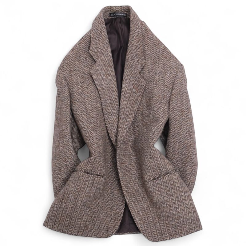 Brown & Beige Herringbone Harris Tweed Sports Jacket