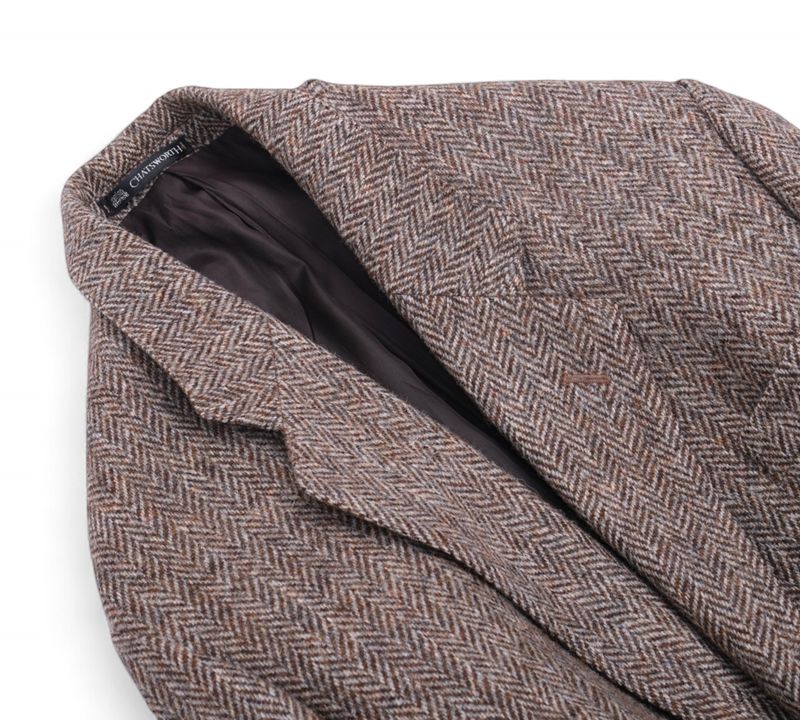 Brown & Beige Herringbone Harris Tweed Sports Jacket