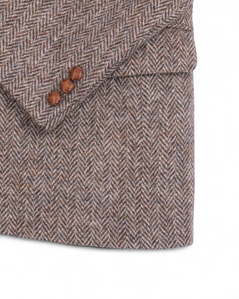 Brown & Beige Herringbone Harris Tweed Sports Jacket