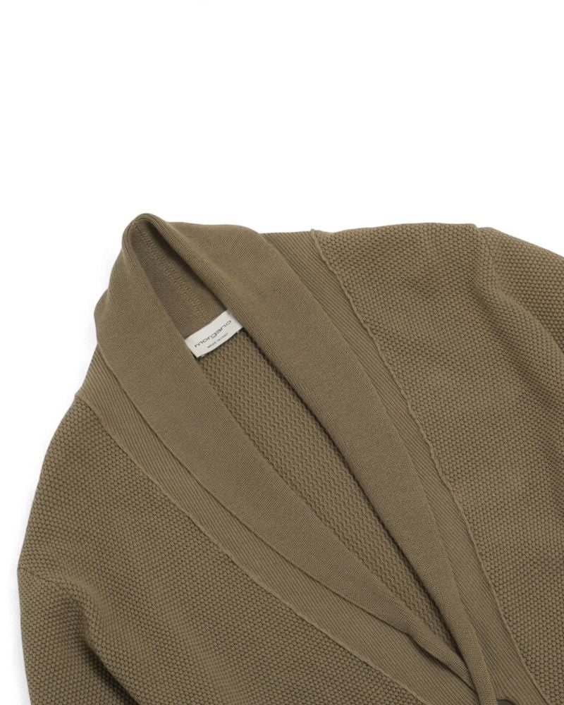 Olive Cotton Honeycomb Shawl Cardigan