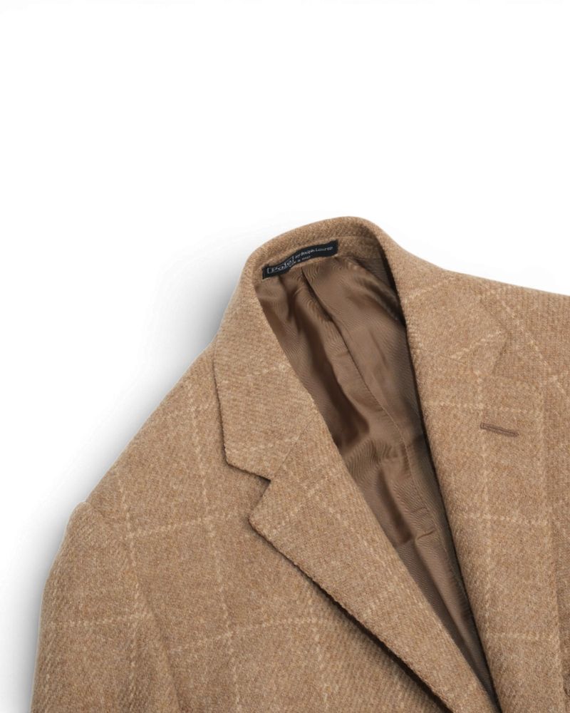 Beige Virgin Wool Windowpane Sports Jacket