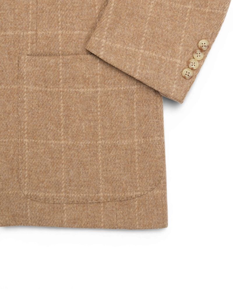 Beige Virgin Wool Windowpane Sports Jacket